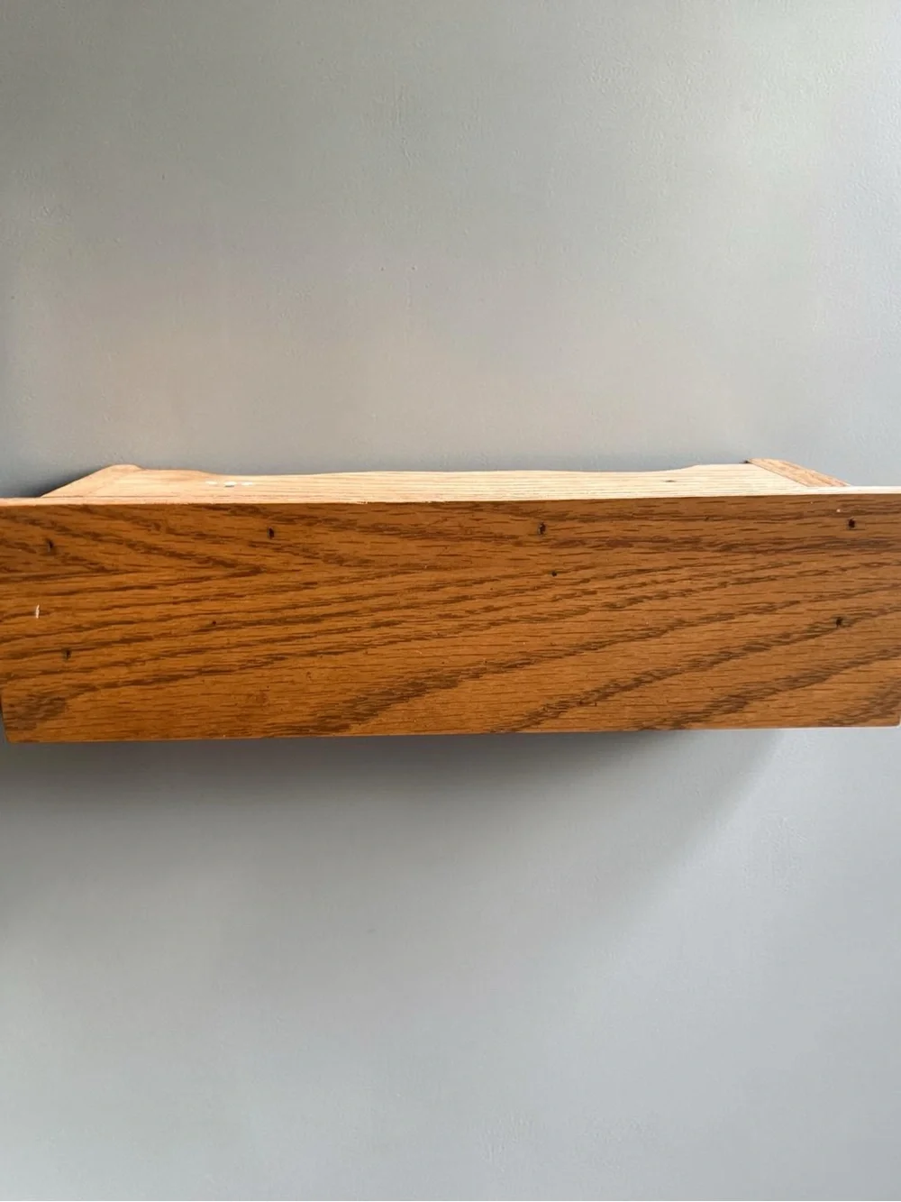 Wall-Mounted Oak Shelf with Hooks Pegs Entryway Keys Jewelry 10”